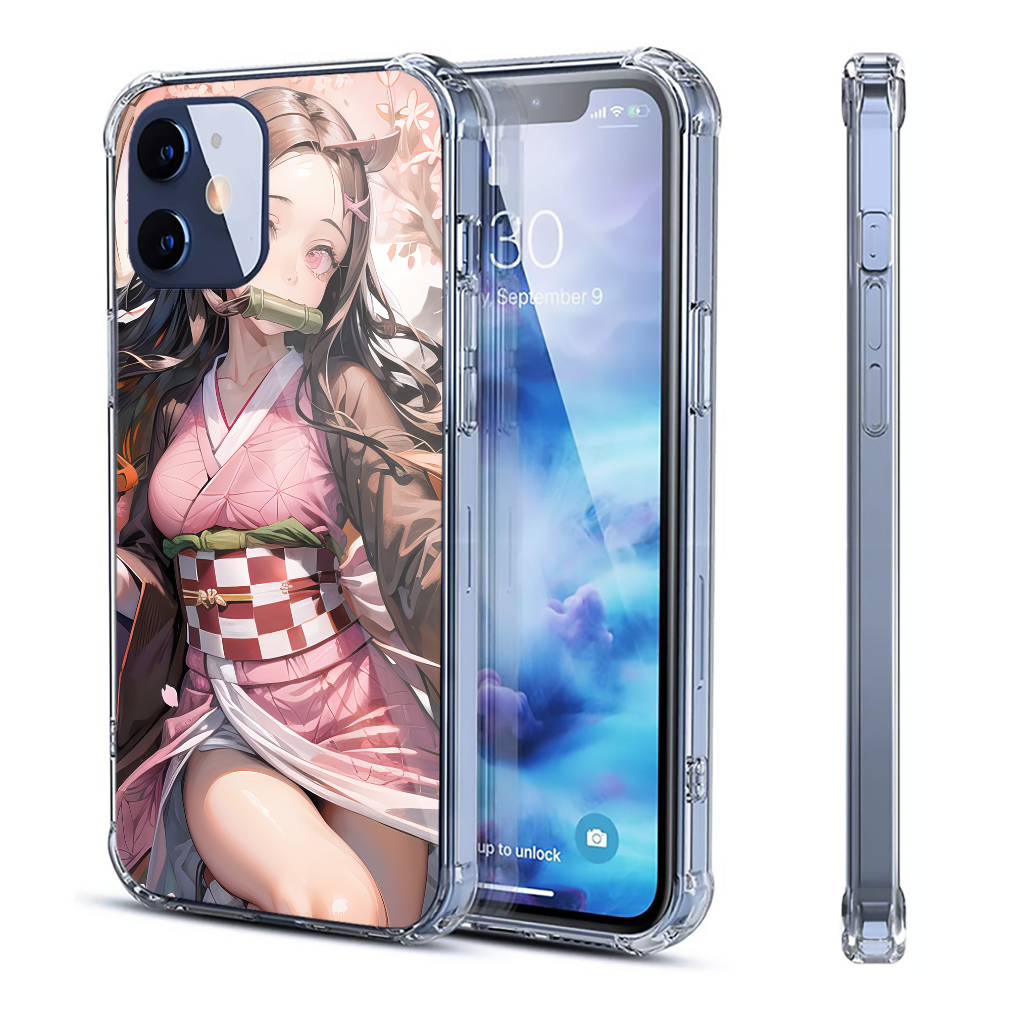 （画像用） 鬼滅の刃（きめつのやいば）竈門 禰󠄀豆子／かまど ねずこ Kamado Nezuko 【iPhone 12シリーズ対応】透明スマホケース（クリアソフトケース）